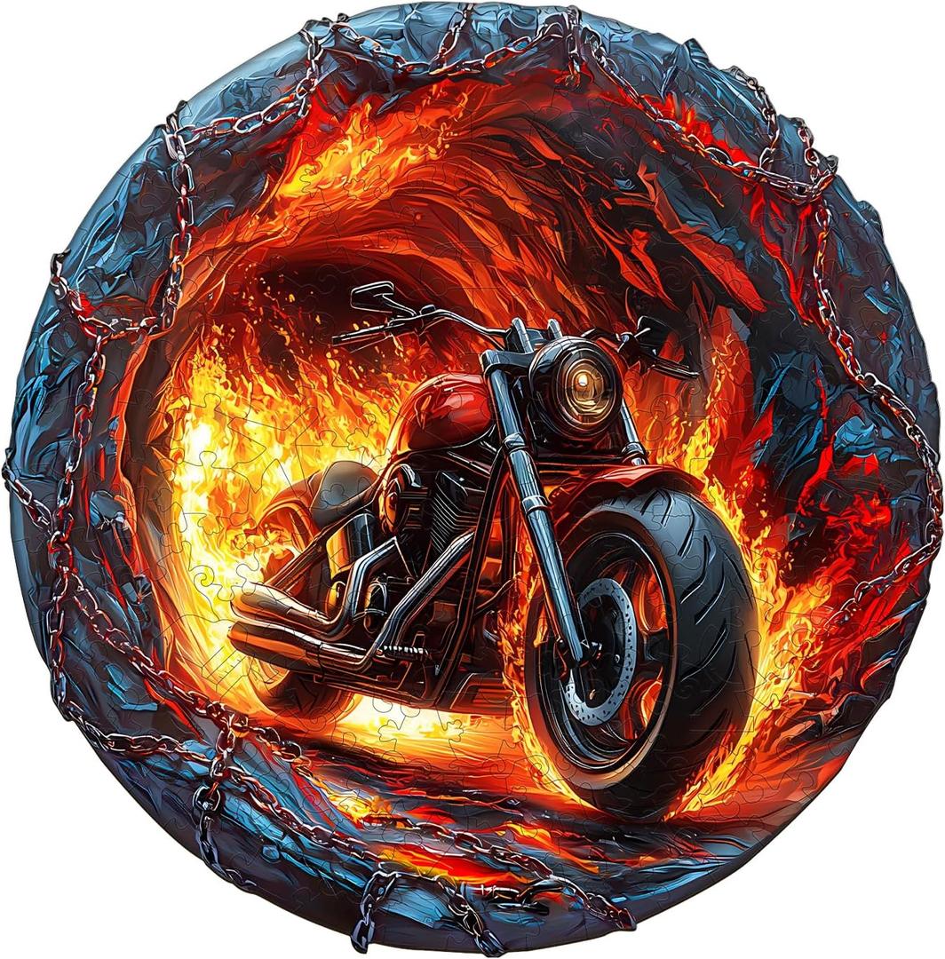 Wooden Puzzles for Adults - Fiery Escape Wooden Jigsaw Puzzle, Unique Animal Shaped Wood Puzzles Adult, Christmas Birthday Gifts for Friends/Family, Home Decor 8.5 * 8.4in 100pcs (Small)