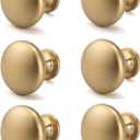 6 Pack Solid Cabinet Knob Warm Gold Kitchen Drawer Knob Champagne Bronze,Euro Style Dresser Knob Antique Brass Furniture Hardware,Diameter:1-1/5 "