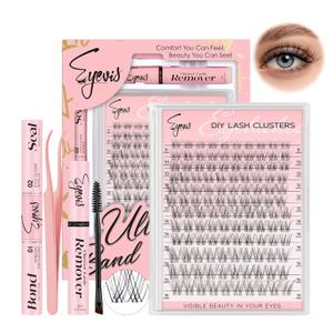 Flora Lash Clusters Kit 144PCS Ultra-Thin Invisible Band Lash Extension Kit 8-18mm Manga Eyelash Extension Kit C Curl Lash Clusters Wet-Look Anime DIY at Home Flora Kit,8-18mm