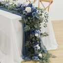MISSPIN 9FT Eucalyptus and Willow Leaf Garland,Artificial Flowers Fake Flower Peony Rose Vine Greenery Decorative Wall Hanging Plant for Wedding Arch Door Arrangement Party Decor (Dusty Blue & Navy)