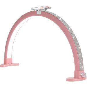 Half Moon Light with Phone Holder, 29 in 48W Nail Desk Lamp, Lash Light for Eyelash Tech, Makeup, Tattoo, Spa, Salon, Nail Tech Lamp with Stepless Dimming & Color Temperature(Pink)