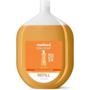 Method Gel Dish Soap Refill, Clementine Scent, Powerful Cleaning Formula, Large Refill Tub, Cuts Through Grease, 54 Fl Oz