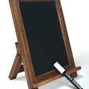 Better Office Products Framed Tabletop Chalkboard Sign, 9.5" x 14", Rustic Wood Frame, Small Magnetic Chalkboard, Built-in Ledge and Folding Stand, One White Chalk Marker Included,(Rustic Brown)