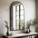 Arched Wall Mounted Mirror, 42"x24", Arch Black Mirror for Bathroom Vanity, Living Room or Bedroom, Entryway, Hallway Wall Mirror, Farmhouse Decorative Mirror for Hanging, Black, Iron Frame (42"L x 24"W, Arched-matt Black)