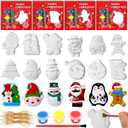 Syhood 36 Set Ceramic Painting Kit Paint Your Own Plaster Holiday Crafts Ornaments with Greeting Cards Xmas Gifts Exchange for Christmas Party Decor(Christmas Character)