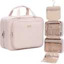 NISHEL Travel Toiletry Bag for Women Large Capacity, Makeup Essentials Organizer, Hanging Case for Accessories, Cosmetics, Pink