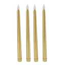 4Pcs Flameless Taper Candles Electric LED Taper Candle Halloween Christmas Holiday Decor Candles (Gold)