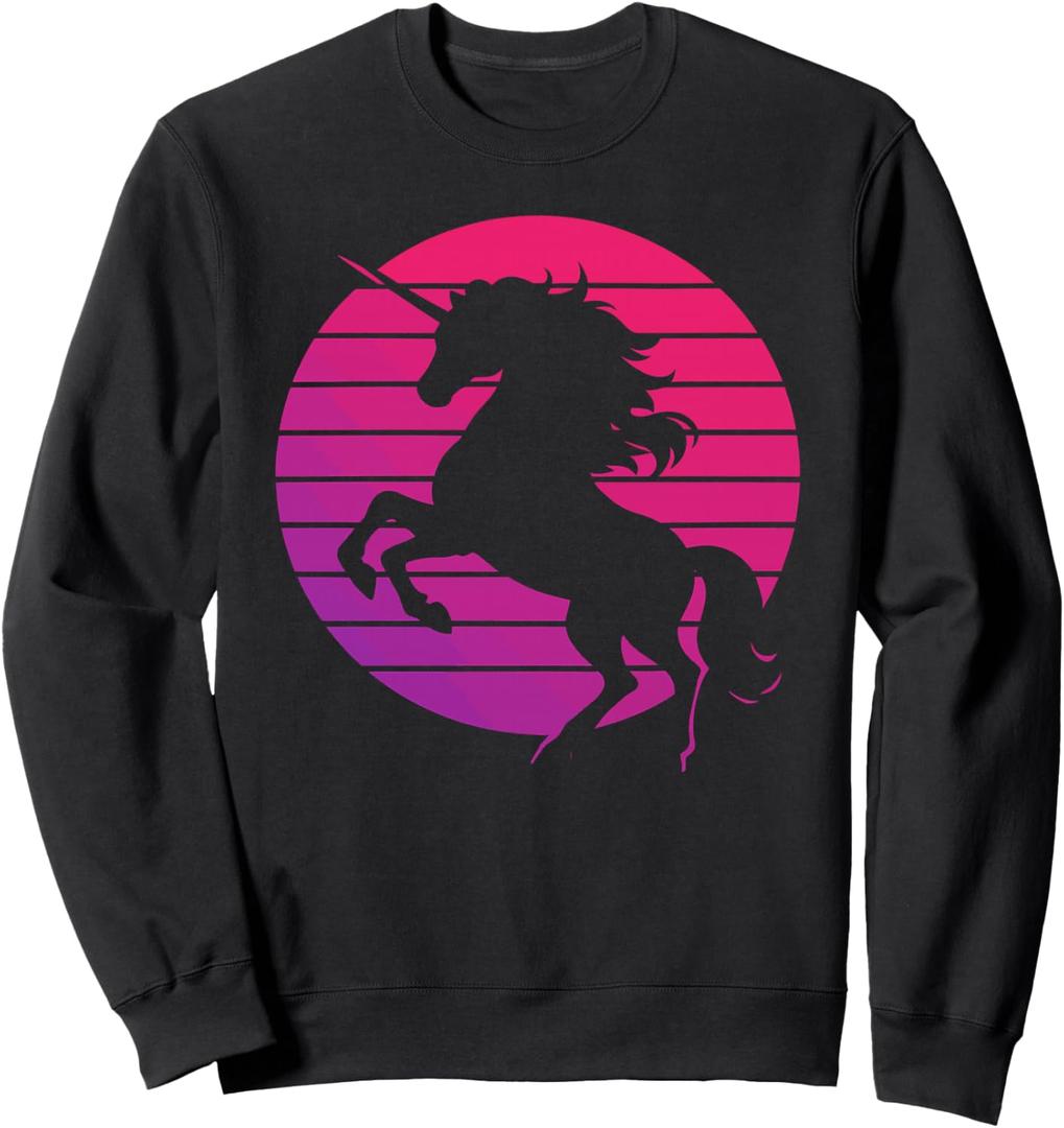 Unicorn Retro Style Vintage 80s Sunset Vaporwave Sweatshirt, S