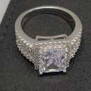 925 Sterling Silver Shiny Full Diamond Ring Square Cut 3Ct Cubic Zirconia Cocktail Rings CZ Multi Row Diamond Ring Eternity Engagement Wedding Band Ring for Women Z.47 (US Code 6)