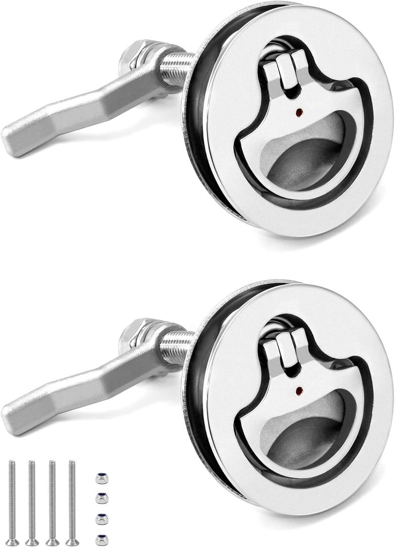 QWORK Boat Cam Latch, 2 Pack Marine 316 Stainless Steel Marine Boat Floor Buckle Hatch Latch, Flush Turning Lift Handle Lock QWORK Boat Cam Latch, 2 Pack Marine 316 Stainless Steel Marine Boat Floor Buckle Hatch Latch, Flush Turning Lift Handle Lock