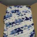 Amélie Home Chunky Knit Throw Blanket for Couch, Soft Chenille Crochet Blanket for Sofa, 50"x60", Space-Dyed Blue Striped