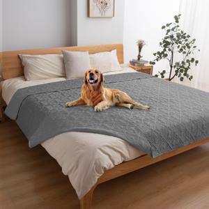 fuguitex Waterproof Dog Bed Cover Dog Blanket for Pet Furniture Bed Couch Sofa Reversible Linen Texture 40"x50"