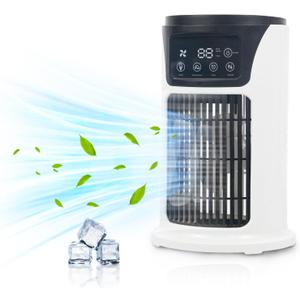 Portable Air Conditioner Fan, MAXROCK Portable AC Personal Mini Air Cooler 6 Speed Desk Air Cooling Fan 7 Colors LED Light with Timing Function for Personal Use