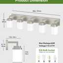 Brushed Nickel Bathroom Light Fixtures, Modern Vanity Lights with White Glass Lamp Shade, Bathroom Lighting Fixtures Over Mirror, Restroom Vanity Lighting Fixture, 5-Light 36 Inch