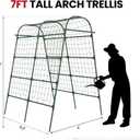 Garden Arch Trellis for Climbing Plants Outdoor, 7 Ft Tall Cucumber Trellis for Raised Bed, Metal Archway Arbor Trellis Support for Vegetables Beans Squash Peas Grape Vines Flowers