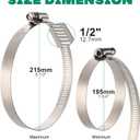 OURU Large Hose Clamps, 10 Pack 8 Inch Stainless Steel Hose Clamps Adjustable from 7-3/4"-8-1/2"/195-215mm, Metal Worm Gear Duct Clamp for Air Ducting, Dryer Vent Hose, Fuel Line, Automotive
