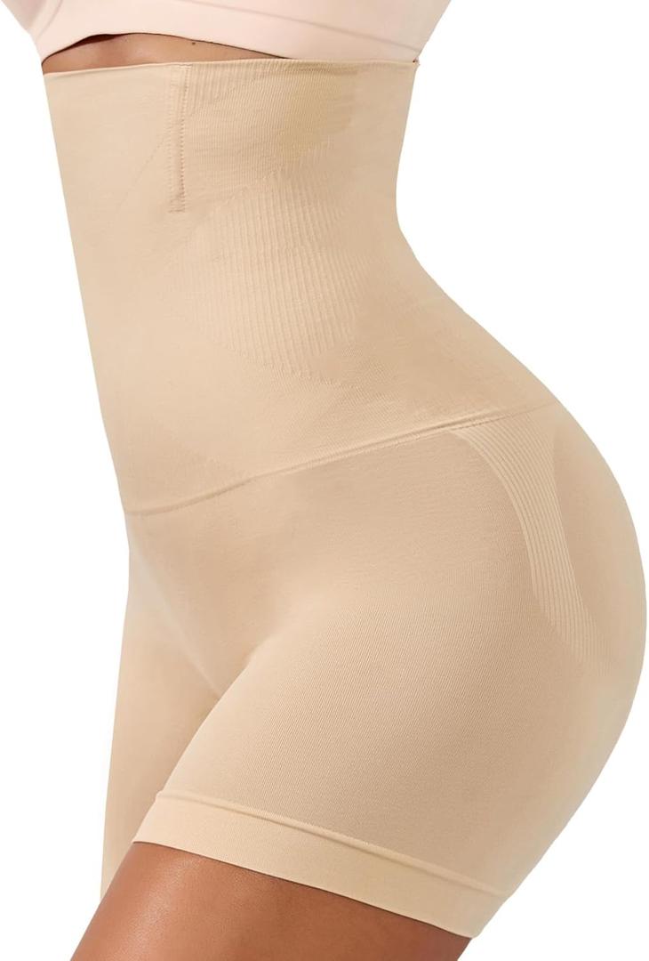 Tummy Control Shapewear Shorts,High Waisted Shapewear for Women,Faja Body Shaper Shorts Under Dresses (Beige)