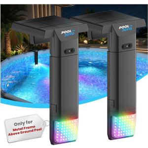 Solar Pool Lights Only for Metal Frame Above Ground Pools, 1.713.9 Top Rails, Remote Control, Brighter 3-Sided 180 Underwater Glow, 10 Colors 4 Modes, IP68 Waterproof2 Pack