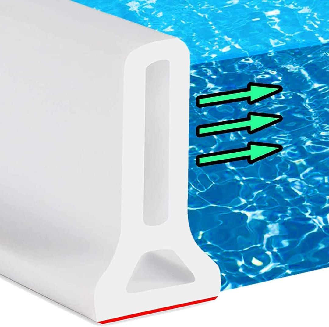 Hi-Na 3ft/5ft/6ft/8ft/10ft Collapsible Shower Threshold Water Dam Water Barrier for Shower and Water Stopper Keeps Water Inside Water Threshold for Wet and Dry Separation (5ft, White)