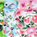 wegreeco Luxury Washable Reusable Dog Diapers (Stylish Pattern) - Female Dog Diapers, Doggie Diapers, 3 Pack (Floral, Small) (Small (Newborn-10.5" Waist))