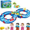 SANCO Water Table for Toddlers - Kids Water Track Playset 50PCS DIY Table Beach Toy on Backyard, Lawn, Pool - Water Toy with 2 Boats, Summer Outside Activity Funs for Toddler Boys Girls