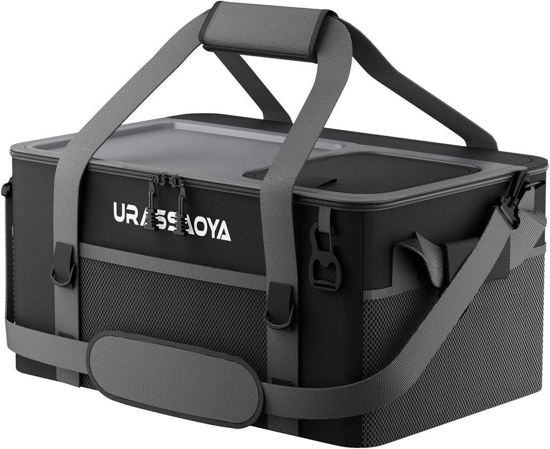 [2026 Updated] 50 Can Collapsible Soft Cooler Bag with Hard PP Lid, Leakproof Insulated Cooler with Quick-Access Top Hatch, Bottle Opener & Mini Table for Beach, Camping, Travel, Large