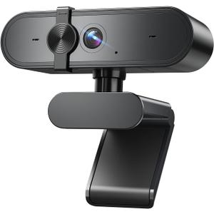 1080P Webcam Computer Camera with Microphone & Wide View - Auto Light Correction Webcam for PC, Mac, Laptop, Desktop - Built-in Privacy Cover Plug & Play USB for Zoom/Skype/Streaming, Black