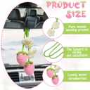Crochet Strawberry and Flower Car Hanging Ornaments 2 Pcs Cute Plant Rear View Mirror Pendant Decoration Handmade Car Interior Accessories Gardening Hanging Bag Charm Keychain