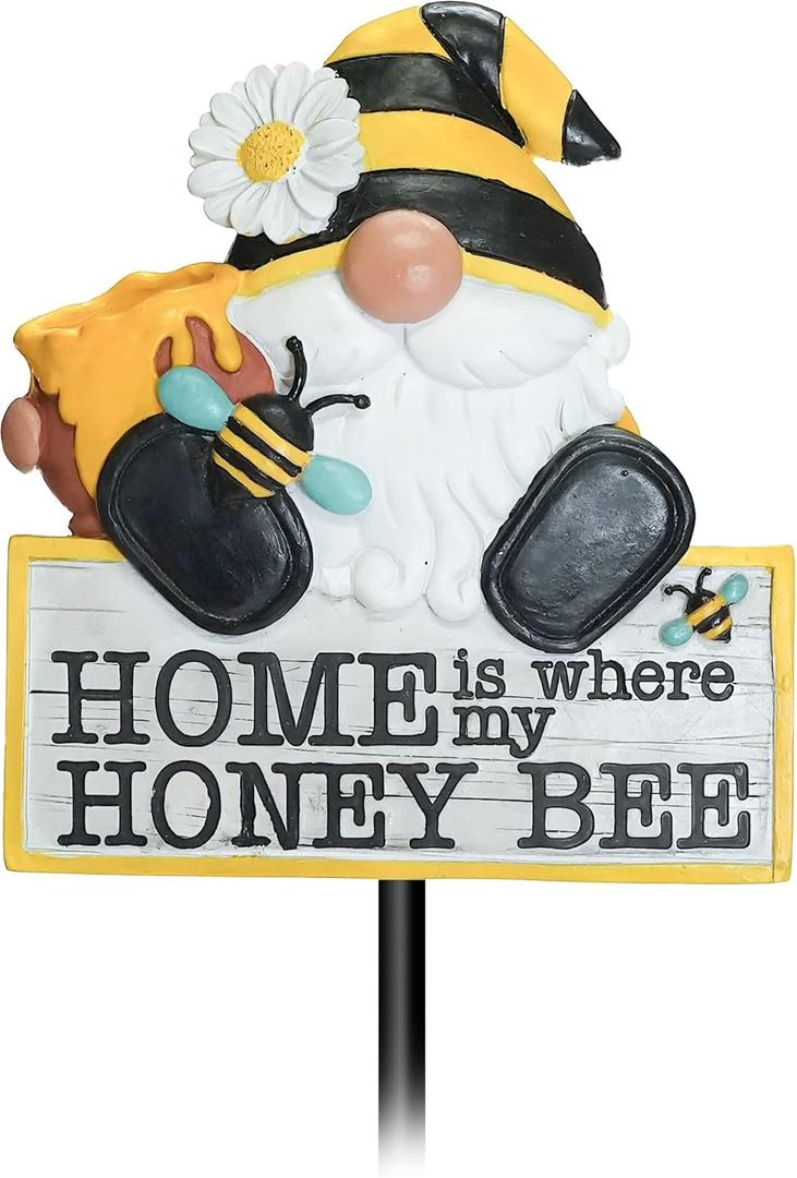 Spoontiques - Garden Dcor - Garden Stake - Decorative Stake for Lawn and Yard - 24 High - Durable Weather Resistant Resin Sign for Home Dcor - Bee Gnome Garden Stake