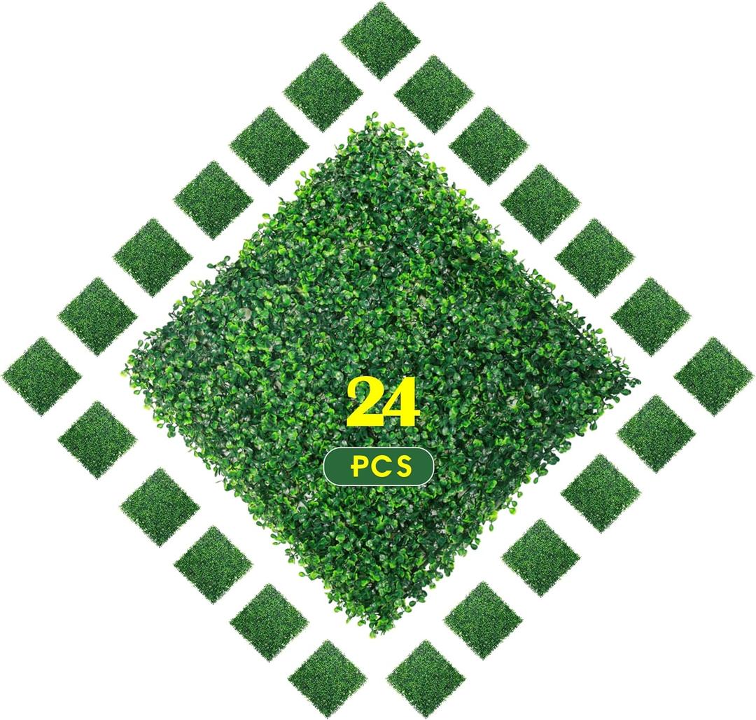 Ogrmar 24 PCS 20"x20" Artificial Boxwood Panels Topiary Hedge Plant, Privacy Hedge Screen UV Protected Suitable for Outdoor, Indoor, Garden, Fence, Backyard and Dcor (24, 20"x 20")