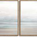 Gardenia Art Framed Coastal Beach Canvas Wall Art Decor Abstract Ocean Landscape Painting Prints Modern Artwork for Living Room Bathroom Bedroom Home Decoration Ready to Hang 16"x24" x2