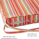 Outdoor 18 inch Square Patio Dining Chair Pads Comfortable Fiber-Filled Seat Cushions with Ties, Reversible Polyester Fabric - Watermelon Stripe, Set of 2