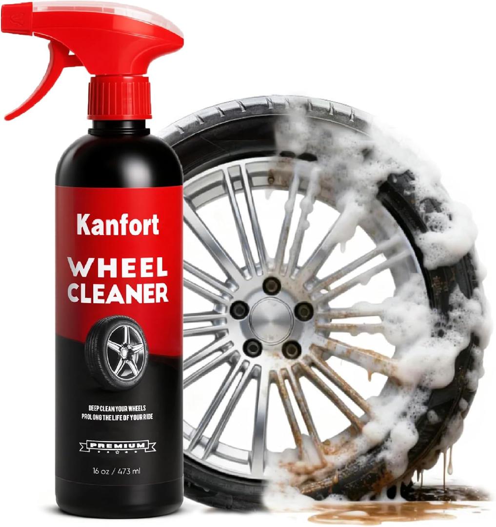 Wheel and Tire Cleaner Spray, Car Cleaning Supplies for Brake Dust, Grime & Rust Removal, Car Wash Wheel and Rim Cleaner for Alloy, Metal & Rubber, Quick Dry, No Residue