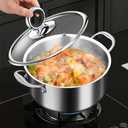 Titanium Soup Pot,Titanium Pans for Cooking,Nonstick Hammered Induction Pot | No Coating PFAS/PFOA/PTFE Free Cookware, Dishwasher&Oven Safe, Heavy Duty Thick Bottom Stockpot for Pasta, 10.24in/6.9QT