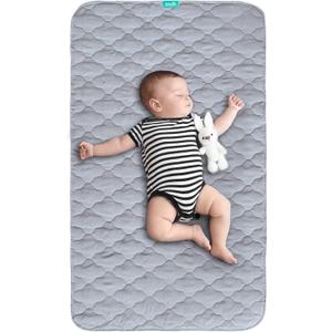 Waterproof Crib Mattress Protector Pad 28" x 52",Non-Slip & Absorbent Mattress Pad for Baby Standard Crib/Bed, Quilted Machine Washable Grey