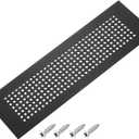PATIKIL 14 x 3 Inch Door Air Vent Cover, Aluminum Grille Ventilation Cover Louvered Diamond Hole with Mounting Screws for Cabinet Wardrobe Door, Black