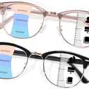 Progressive Multifocal Reading Glasses for Women Men Square Blue Light Blocking Classic Half Frame Computer Readers