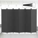Kokorona 6 Panel Room Divider, 6FT Tall Folding Privacy Screen Wall Dividers, Portable Privacy Screen Freestanding Room Divider for Room Separation, Included - Cover Strips, Grey, 120''W x 72''H