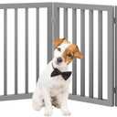 Pet Gate  Dog Gate for Doorways, Stairs or House  Freestanding, Folding, Accordion Style, MDF Wooden Indoor Dog Fence by Petmaker (4 Panel, Gray)
