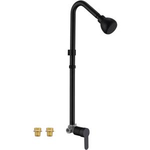 Outdoor Shower System, Matte Black Single Handle Outdoor Shower Faucet with High Pressure Shower Head and Valve for yard(Garden Hose Adapters Included)