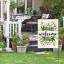 7 x AVOIN colorlife Spring Summer Floral Welcome Garden Flag 12x18 Inch Double Sided Outside, Eucalyptus Seasonal Farmhouse Yard Outdoor Flag