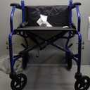 Medline Ultra Lightweight Transport Wheelchair for Adults, Foldable, 19-Inch Seat Width, Blue Frame, Black Upholstery