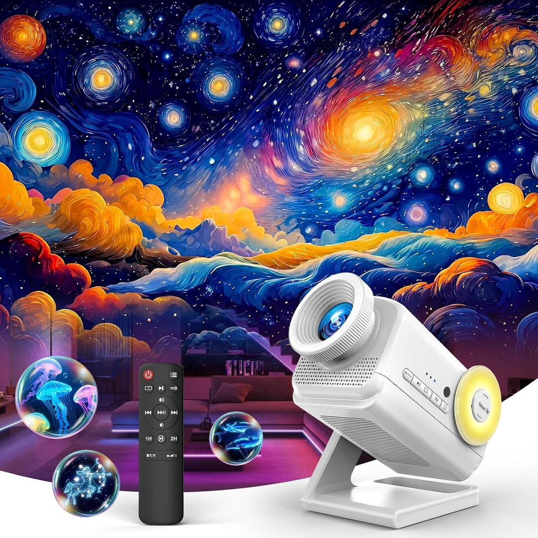 3D Galaxy Projector with 60 Immersive Themes,Bluetooth Speaker/Timer/Remote