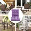 DANGHOOGY Outdoor/Indoor High Back Chair Cushion, Waterproof Outdoor Rocking Chair Cushion with Ties, Tufted Replacement Seat Cushions for Outdoor Furniture, Purple