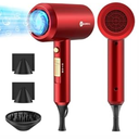 Slopehill Professional Ionic Hair Dryer, Powerful 1800W Fast Drying Low Noise Blow Dryer with 2 Concentrator Nozzle 1 Diffuser Attachments for Home Salon Travel (Agate Red) 
