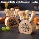 2 x Cheese Knife Set with Wooden Holder,Cheese Spreader Knives Set of 5 for Charcuterie Board,Charcuterie Boards Accessories Charcuterie Utensils Tools Git Box (Mr Mrs)