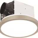 Homewerks 7105-09-BN Bathroom Fan with Light 90-CFM 1.5 Sones Round Ventilation Fan with Dimmable LED Light and Magnetic Trim Ring Brushed Nickel