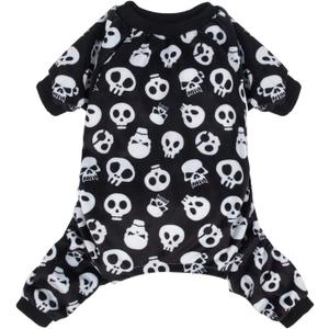 CuteBone Dog Halloween Pajamas Puppy Onesies Small Dogs Soft Pjs Coat Cat Apparel Comfy Pet Christmas Clothes Outfit Doggie Bodysuit P11L (Large, Skulls)