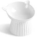 Wellbro Ceramic Raised Cat Bowl，Tilted Raised Cat Bowl Anti Vomit Cat Bowls for Indoor Cats Whisker Friendly Pet Feeder for Cats Puppies, Microwave and Dishwasher Safe