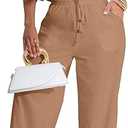 Elegant Two Piece Clothing Sets for Women Sexy Crop Top Long Wide Leg Pants Swimwear Bikini Coverups Vacation Beach, Size -S, Brown
